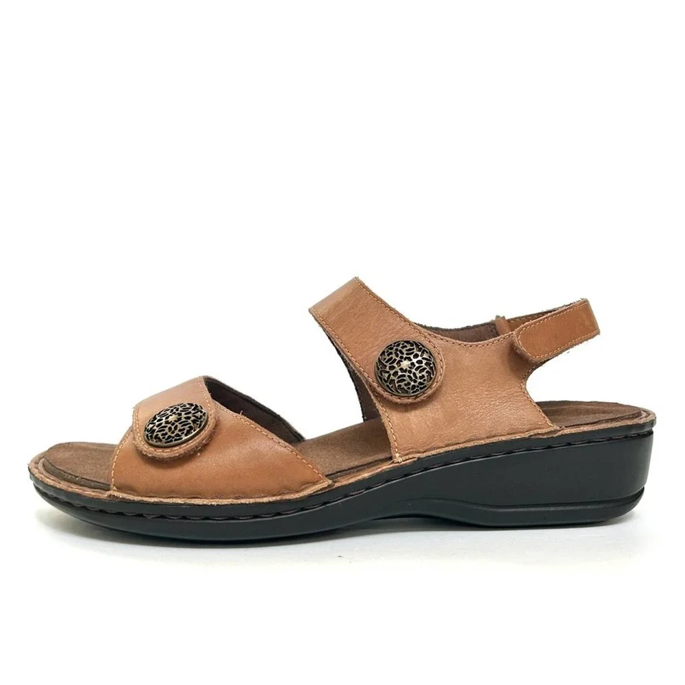 Aravon Leather Candance Comfort Sandals by New Balance Tan Brown, Size 10